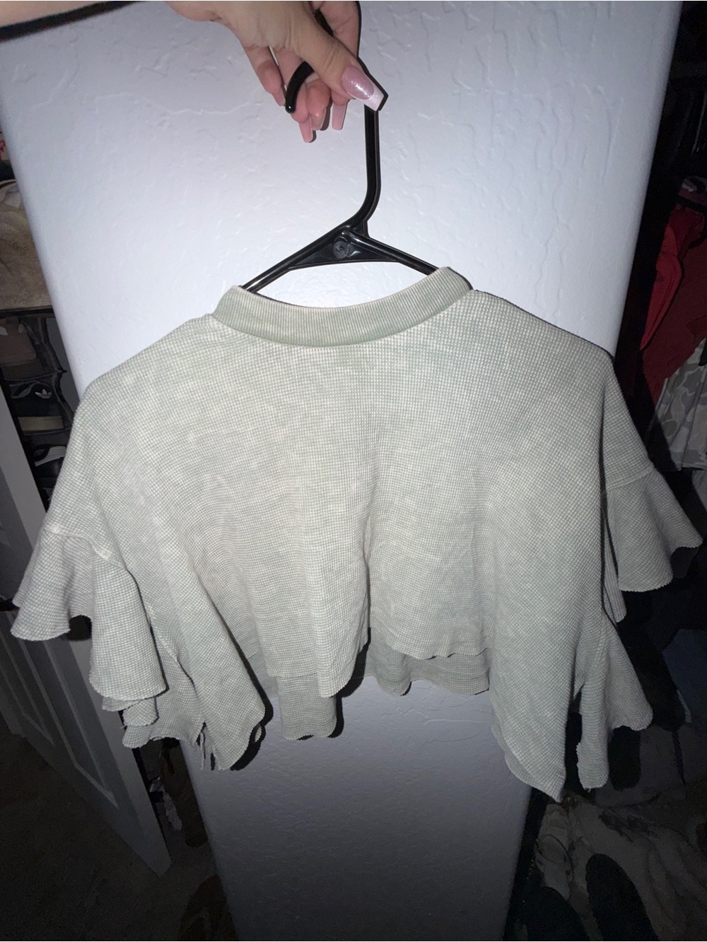 Altar'd State Sage Ruffle-Sleeve Knit Pullover